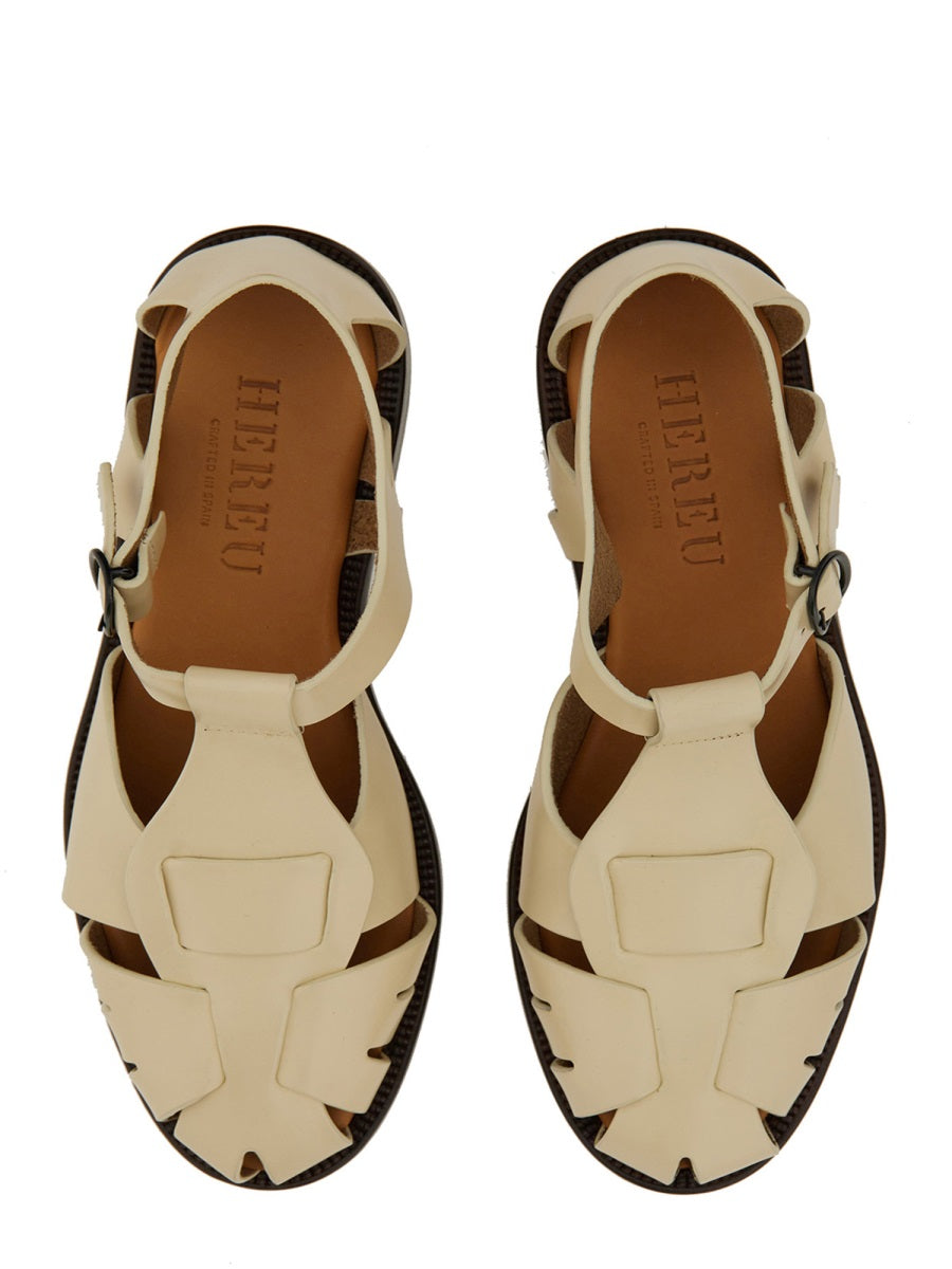 Hereu Ivory Leather Flats