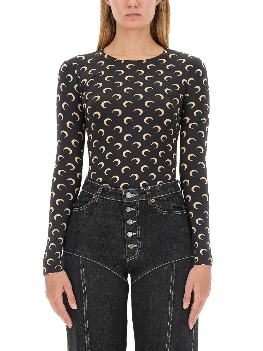 Marine Serre Marine Serre Moon Round Neck Second Skin Top