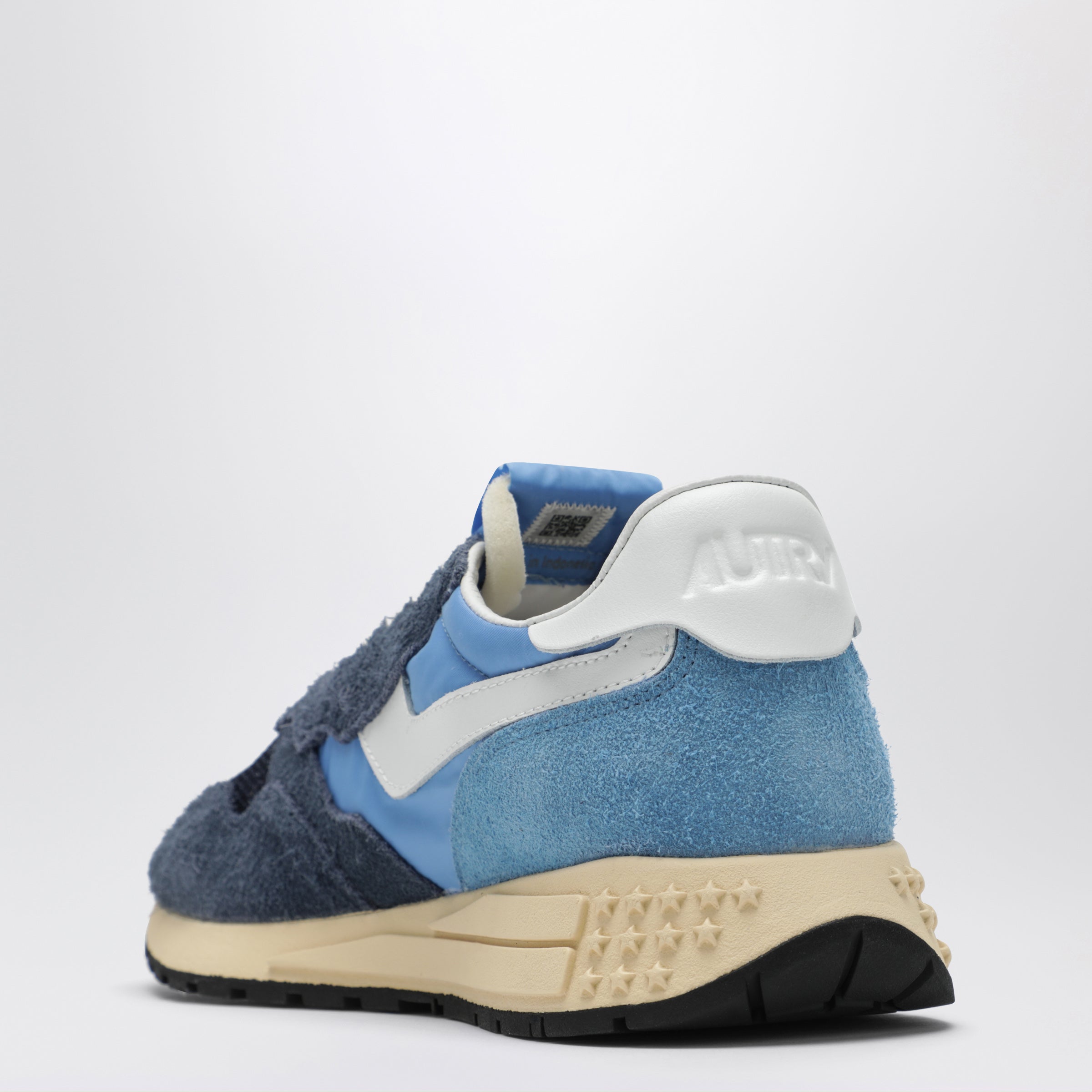 Autry Reelwind Low Sneakers In Blue Nylon And Suede
