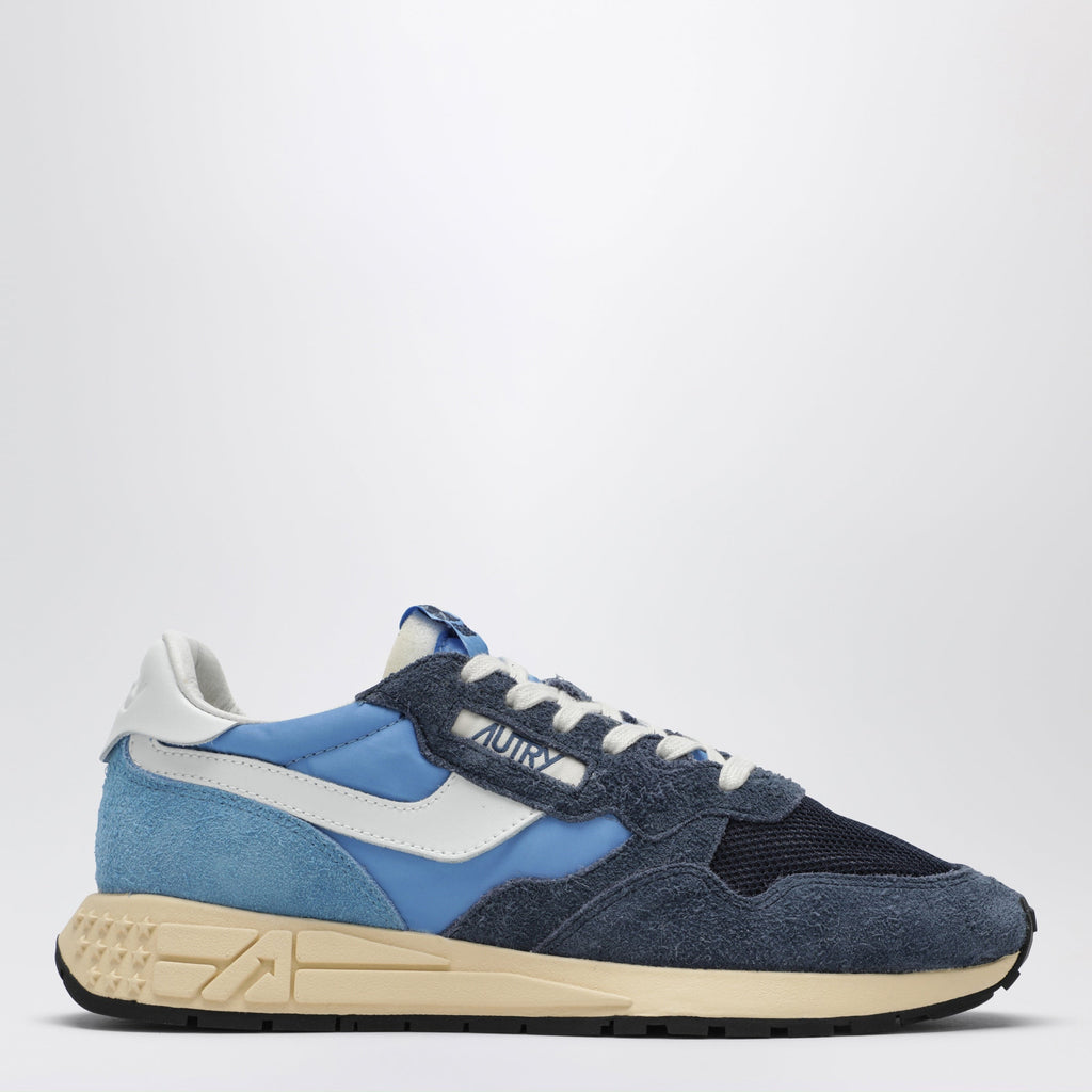 Autry Reelwind Low Sneakers In Blue Nylon And Suede