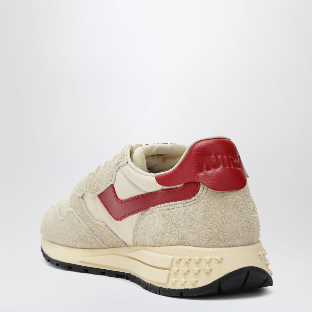 Autry Reelwind Low Sneakers In Nylon And Suede Ecru/Red