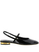 Tod's Ballerine Slingback En Cuir Verni Noir À Talon Doré
