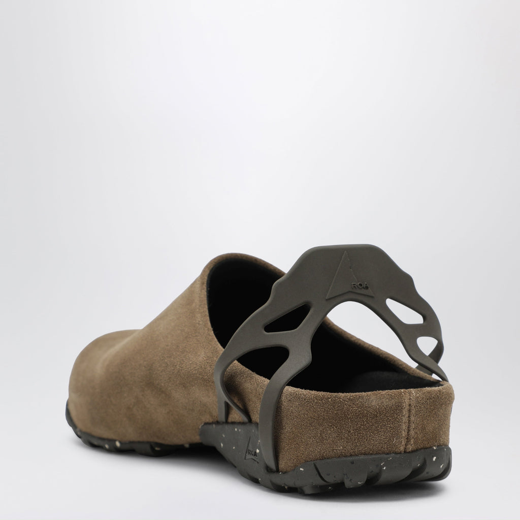 Roa Taupe Fedaia Clogs In Suede