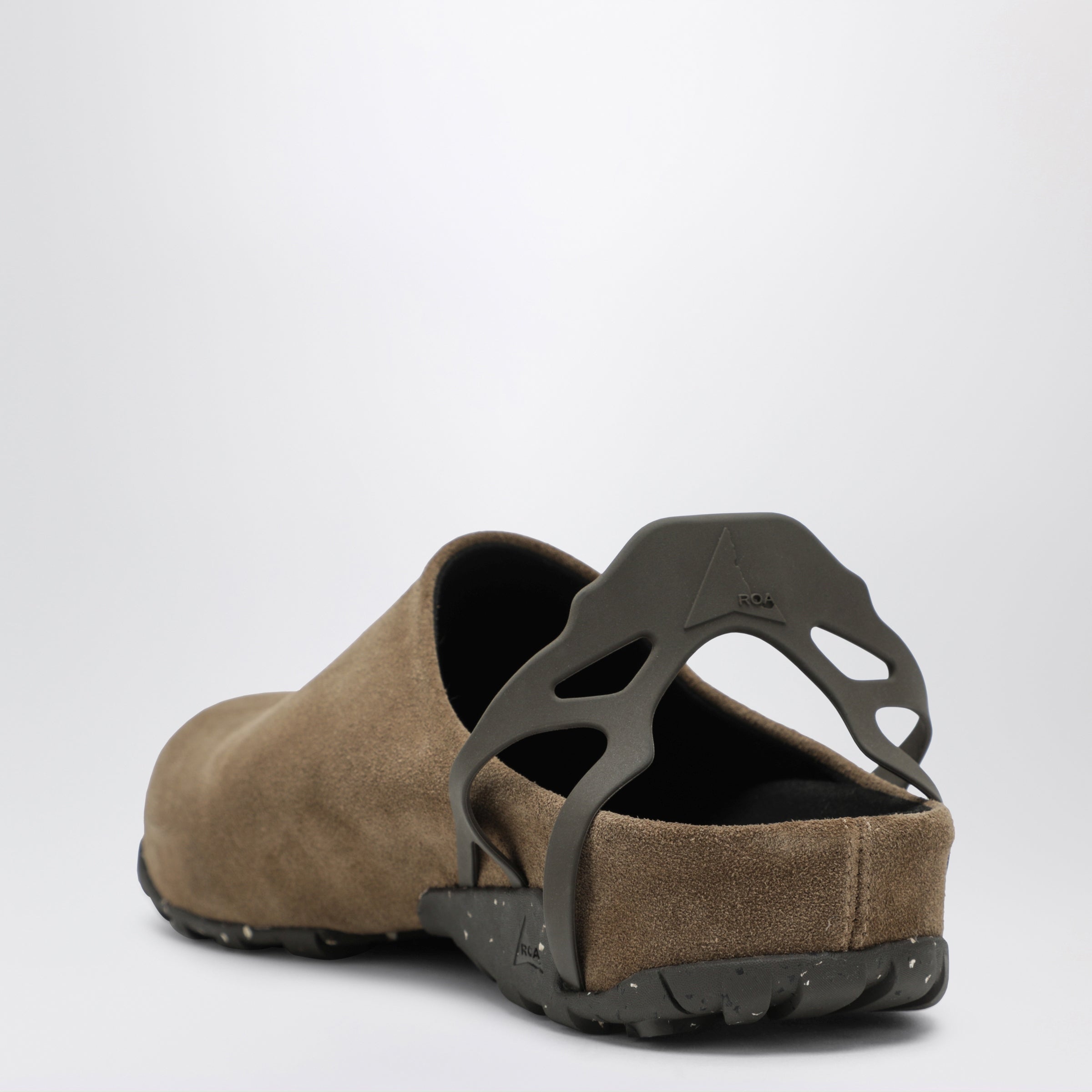 Roa Taupe Fedaia Clogs In Suede