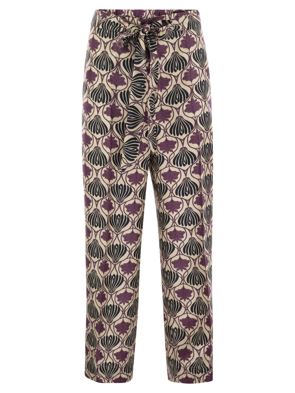 S Maxmara Timec - Printed Silk Fluid Trousers