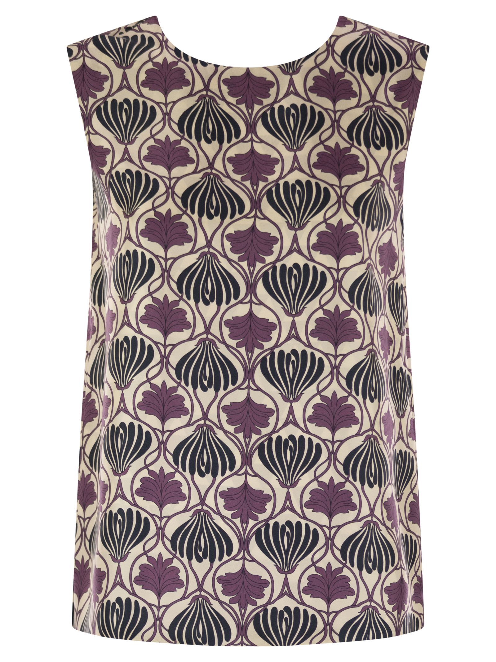 S Maxmara Timetop - Reversible Printed Silk Top