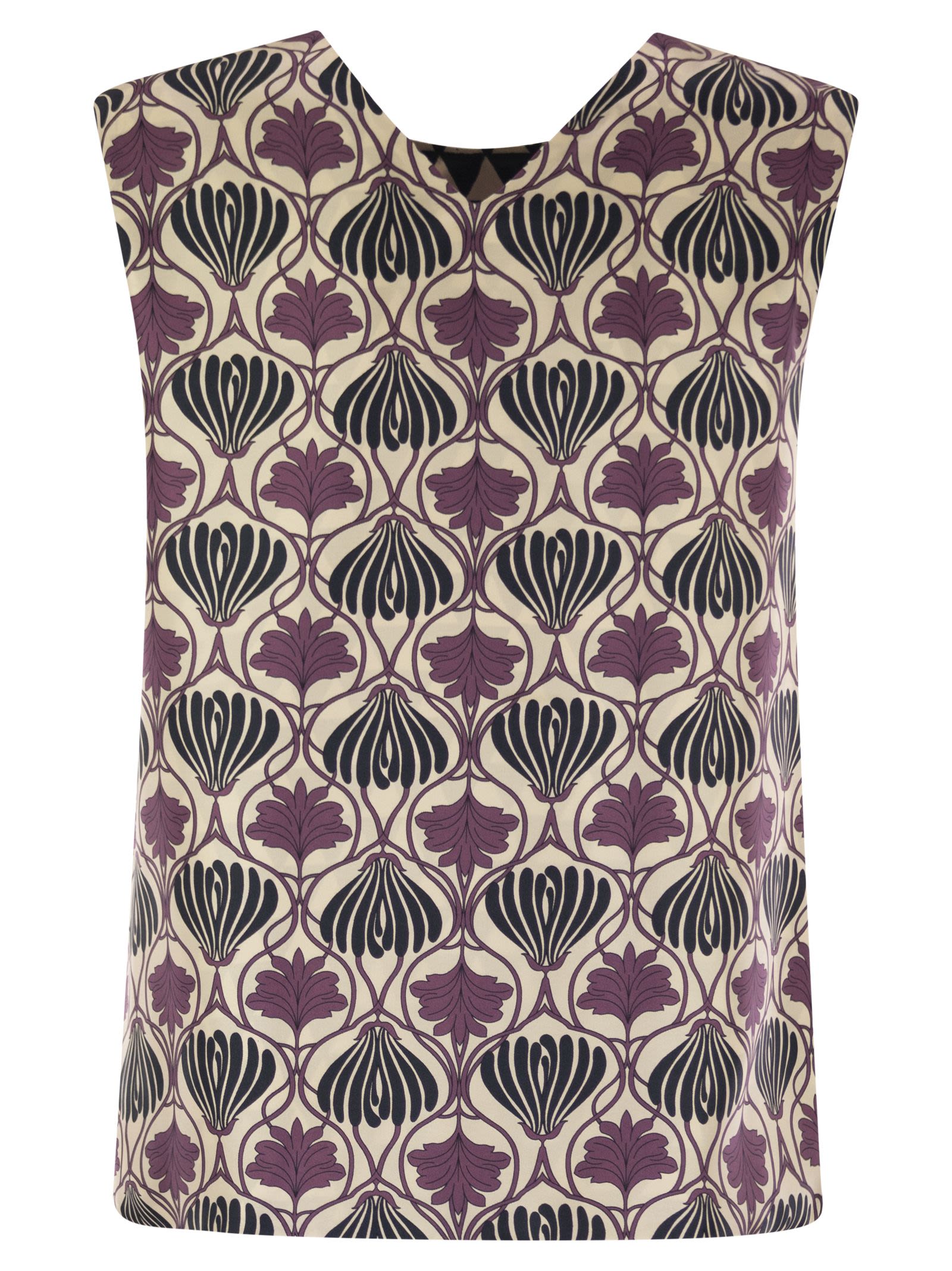 S Maxmara Timetop - Reversible Printed Silk Top