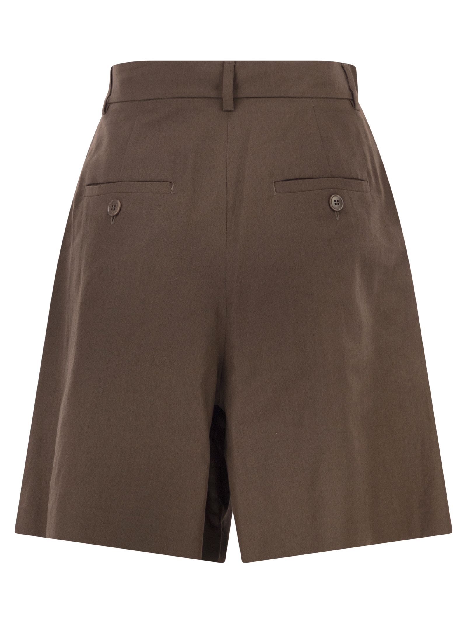 Weekend Maxmara Wkdecuba - Cotton And Linen Canvas Bermuda Shorts