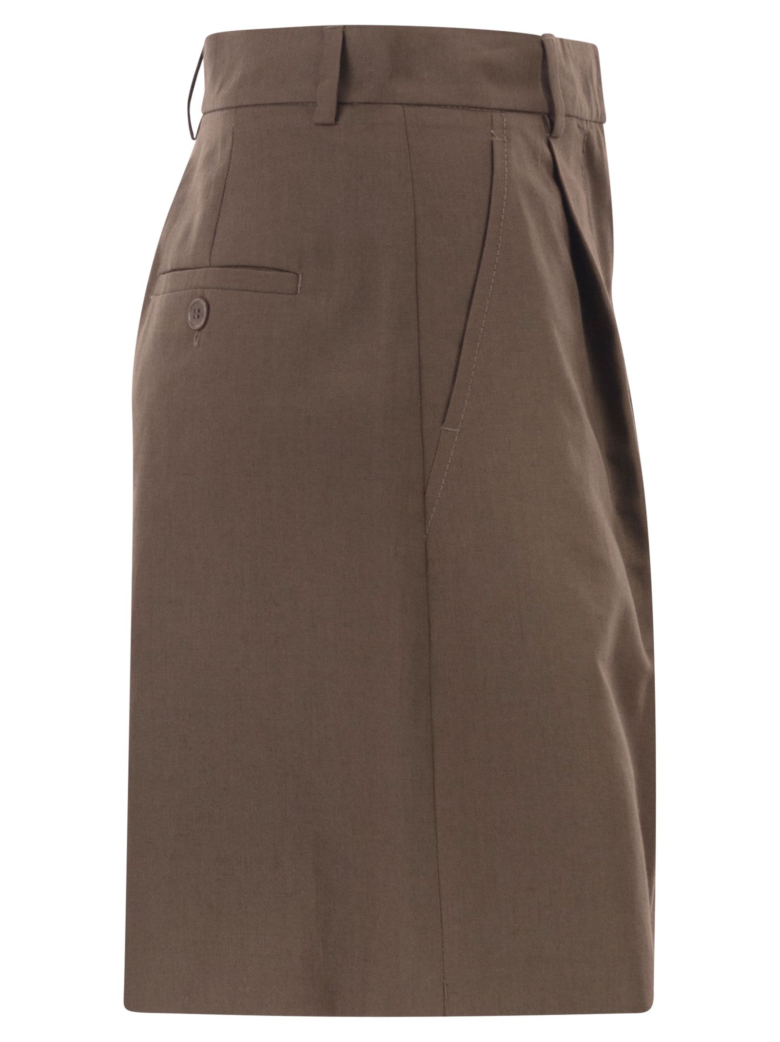 Weekend Maxmara Wkdecuba - Cotton And Linen Canvas Bermuda Shorts