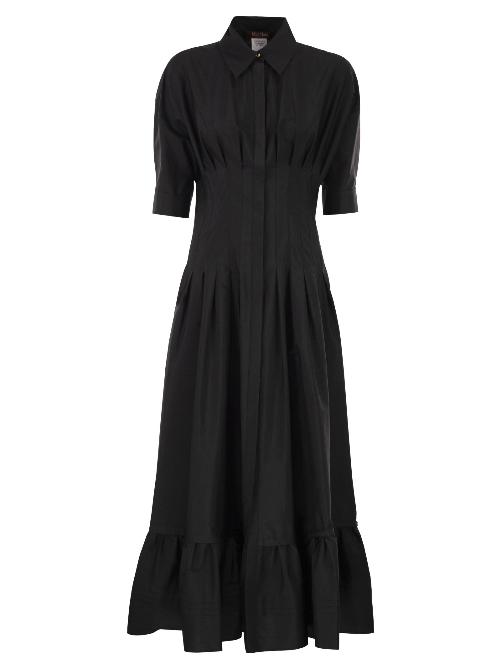 Maxmara Studio Mstcera – Long Cotton Shirt Dress With Flounced Hem