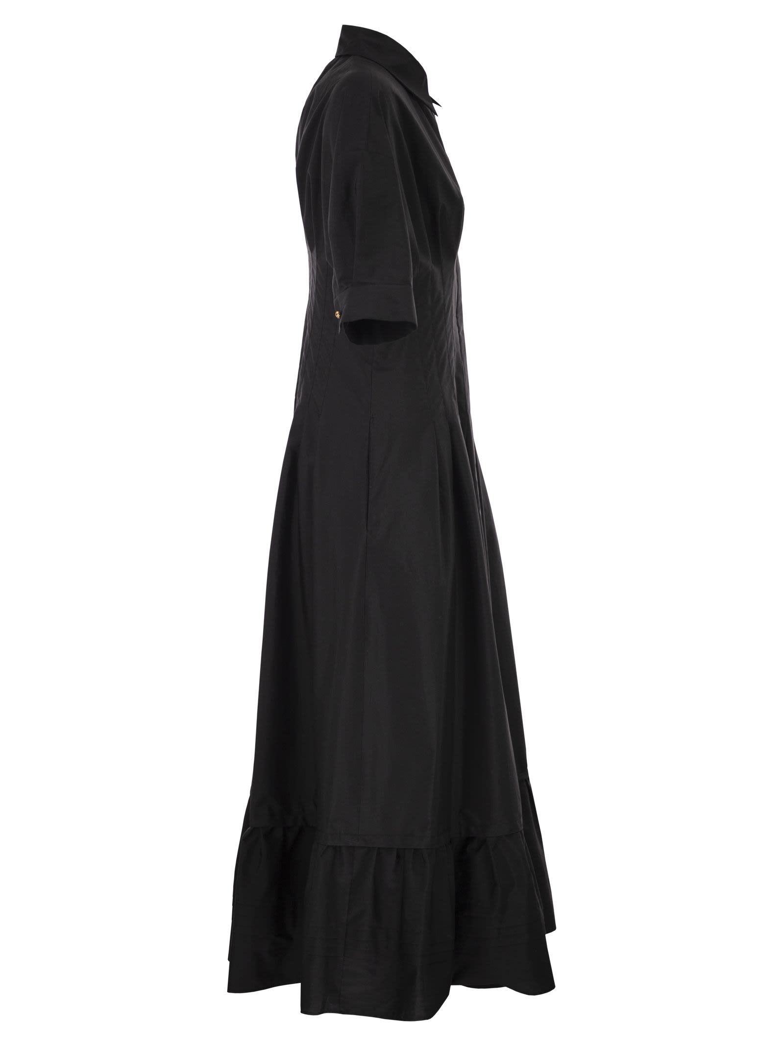 Maxmara Studio Mstcera – Long Cotton Shirt Dress With Flounced Hem