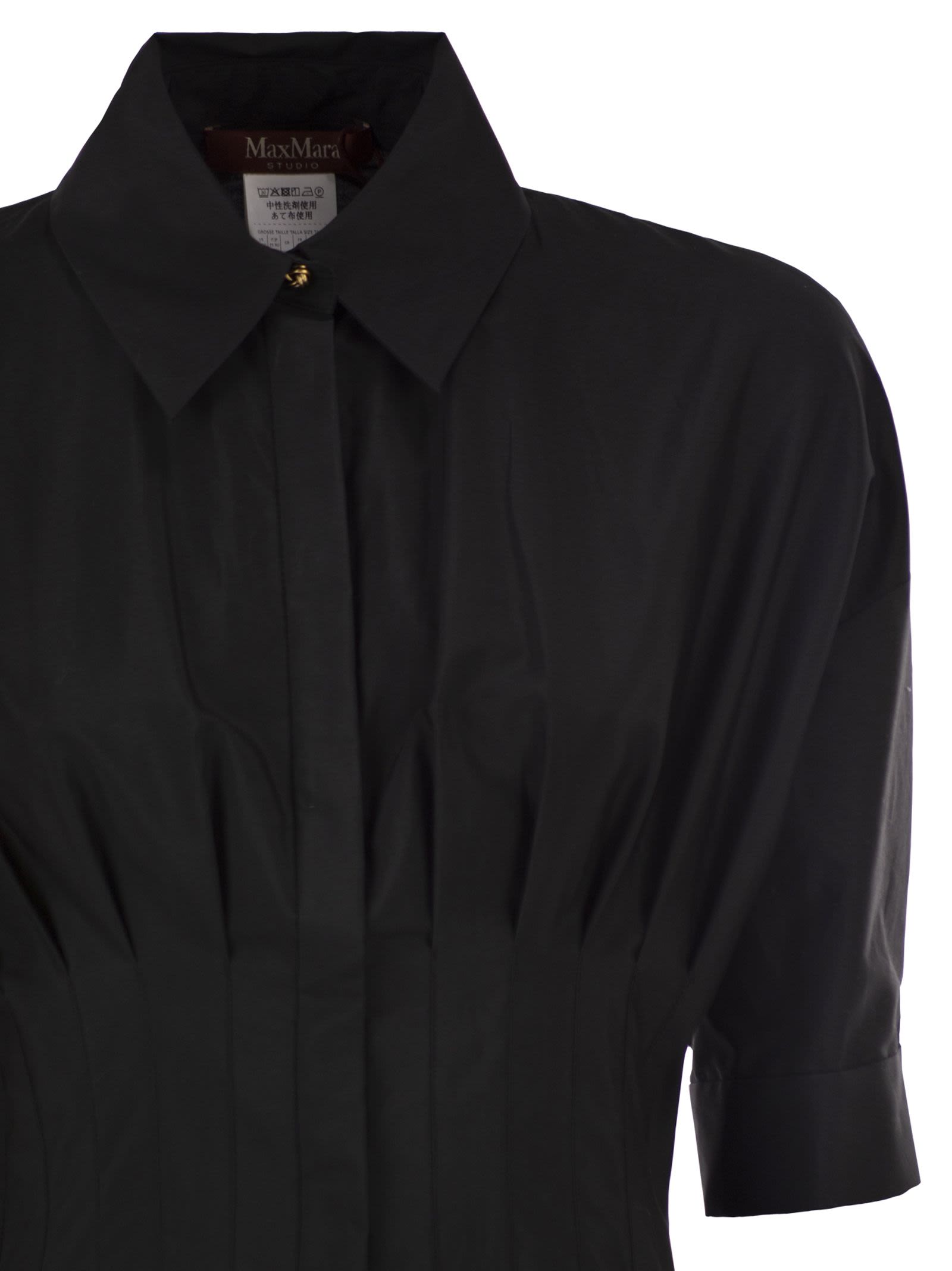 Maxmara Studio Mstcera – Long Cotton Shirt Dress With Flounced Hem