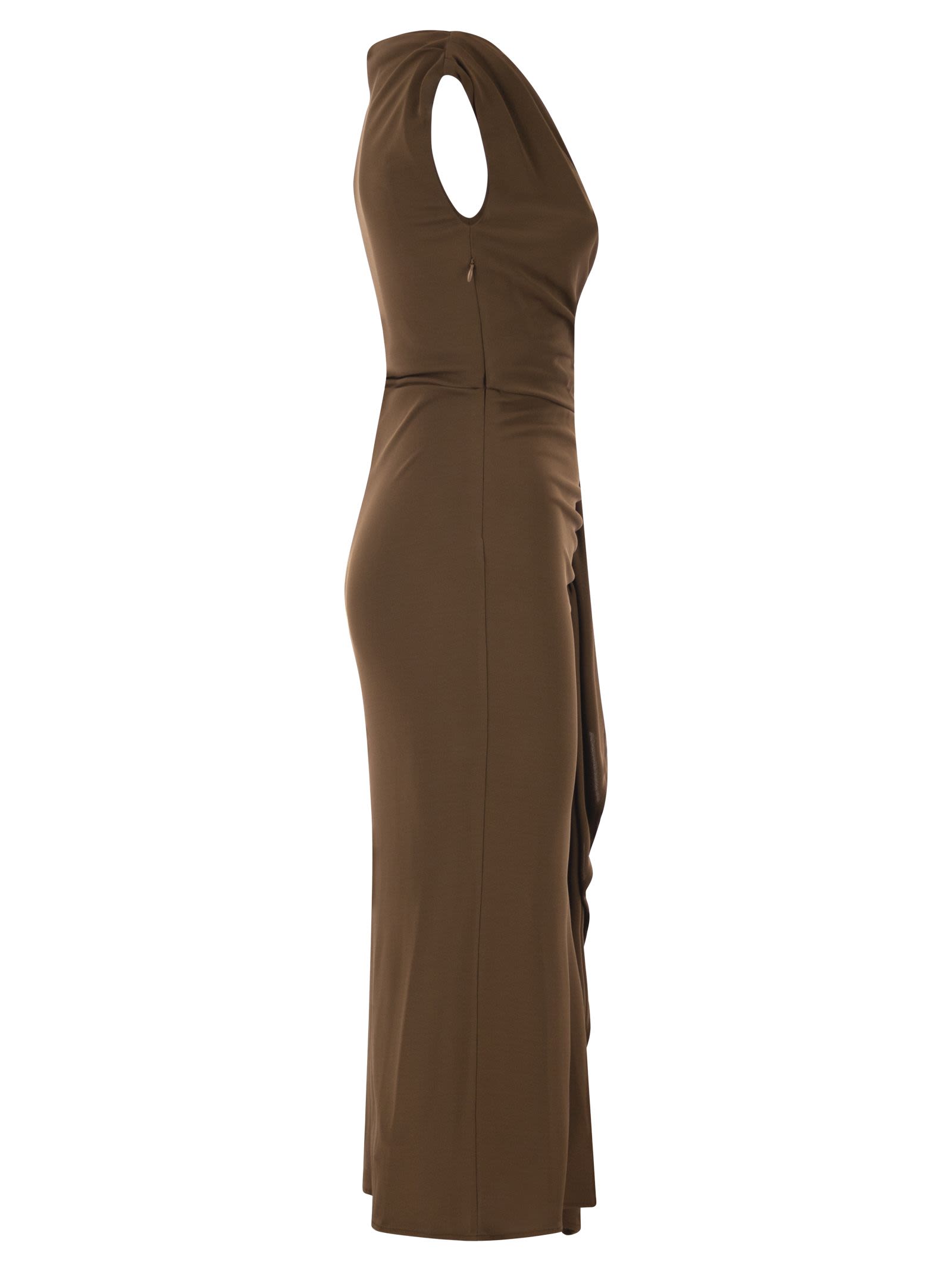 Maxmara Studio Mstaureo - Draped Viscose Midi Dress With Jewel Detail