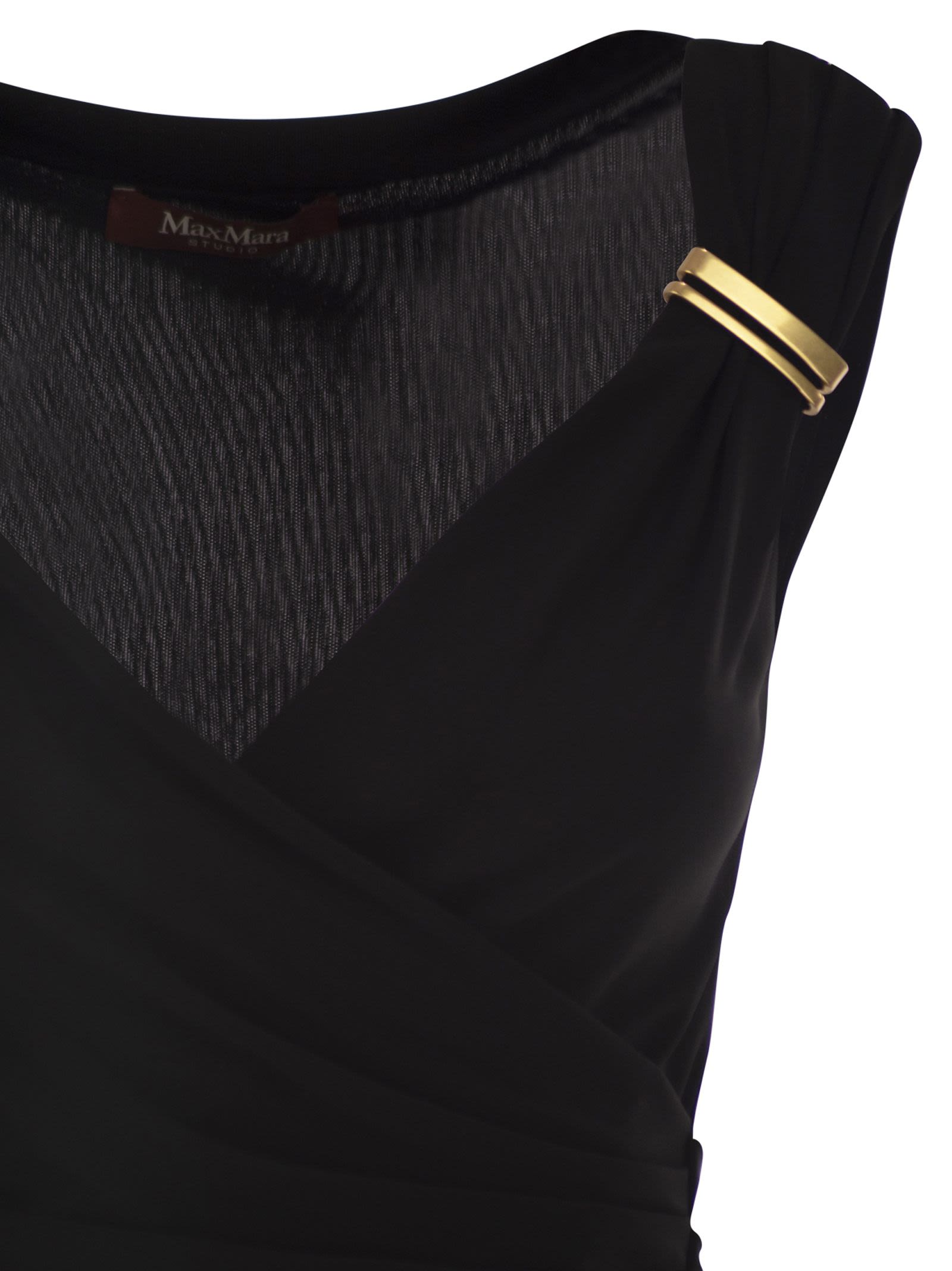 Maxmara Studio Mstaureo - Draped Viscose Midi Dress With Jewel Detail