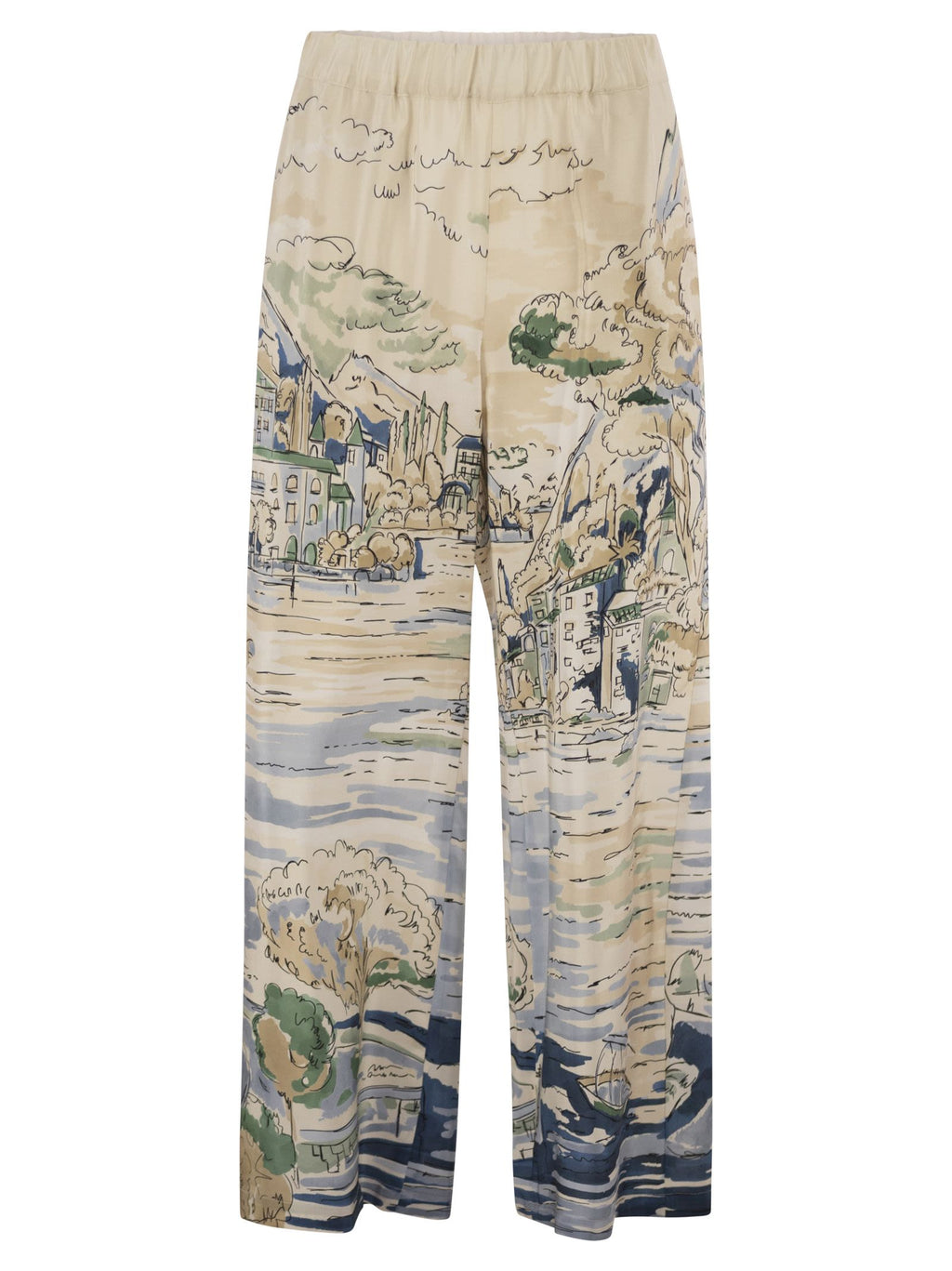 Weekend Maxmara Wkdcurva - Printed Pure Silk Fluid Trousers