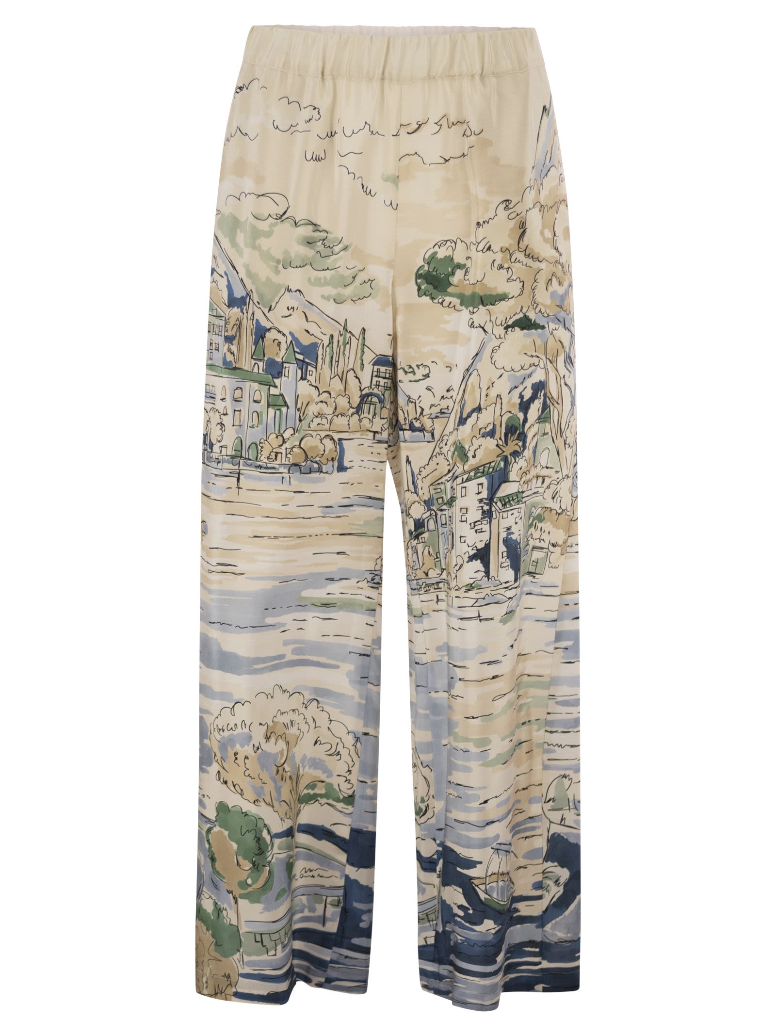 Weekend Maxmara Wkdcurva - Printed Pure Silk Fluid Trousers