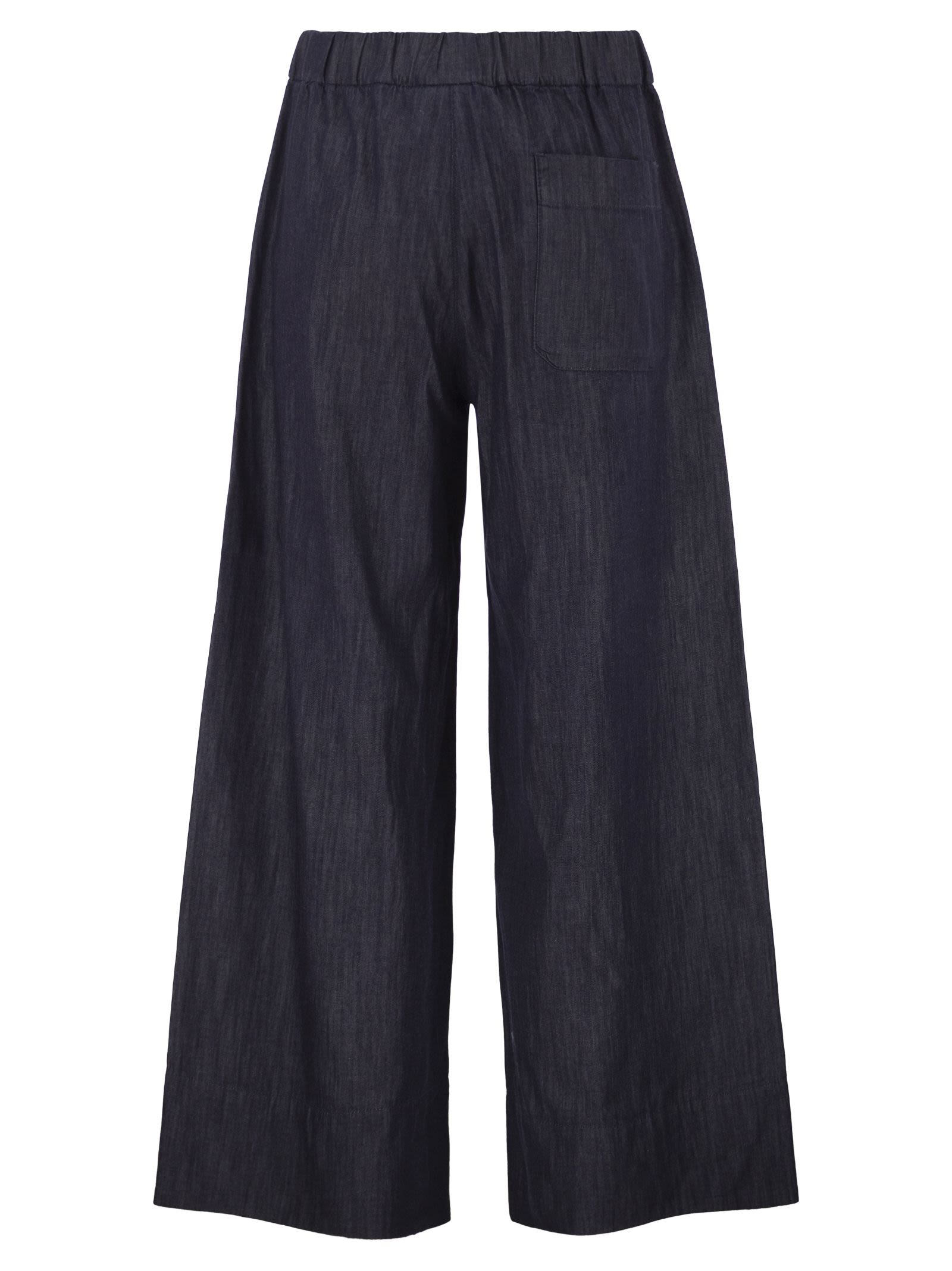 S Maxmara Stmjour - Wide-Leg Cotton Denim Trousers With Drawstring Waist