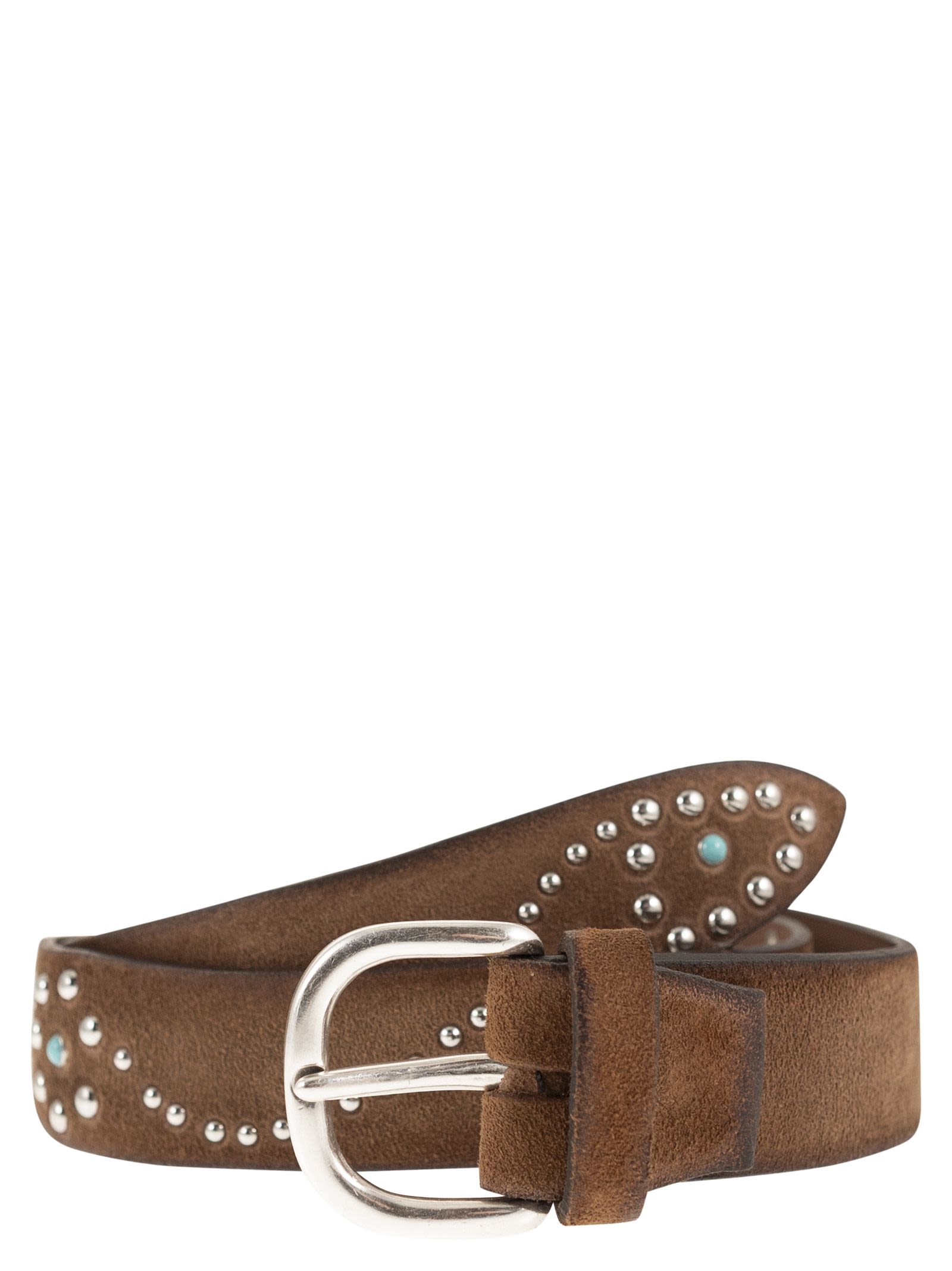 Alberto Luti Western Belt In Suede With Studs