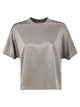 Peserico Stretch Silk Blouse With Lurex Knit Neckline