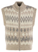 Peserico Jacquard Knitted Gilet In Alpaca Blend With Sequins