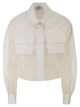 Elisabetta Franchi Cropped Cotton Shirt With Silk Organza Inserts