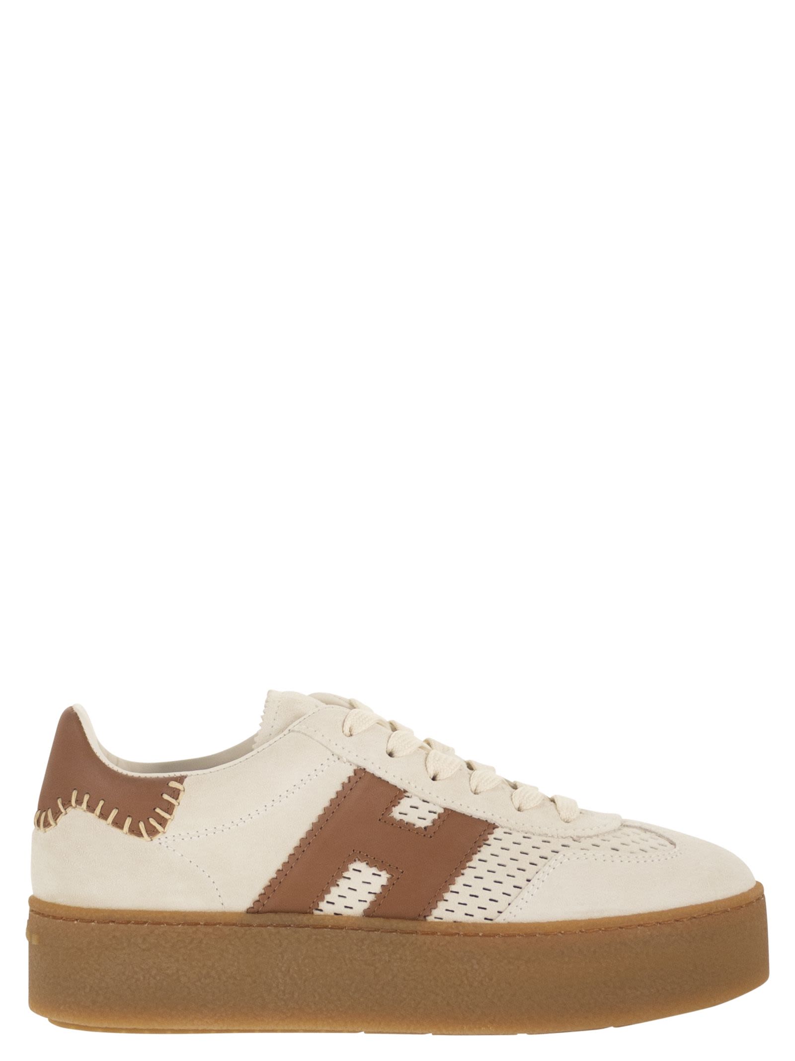 Hogan Platform Suede Trainers With Perforated Side H Detail