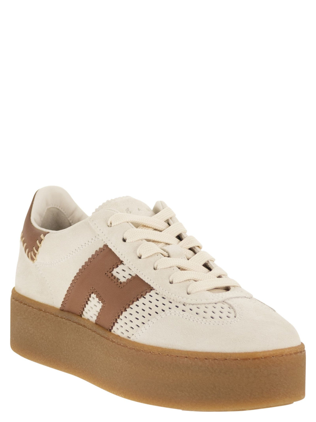 Hogan Platform Suede Trainers With Perforated Side H Detail