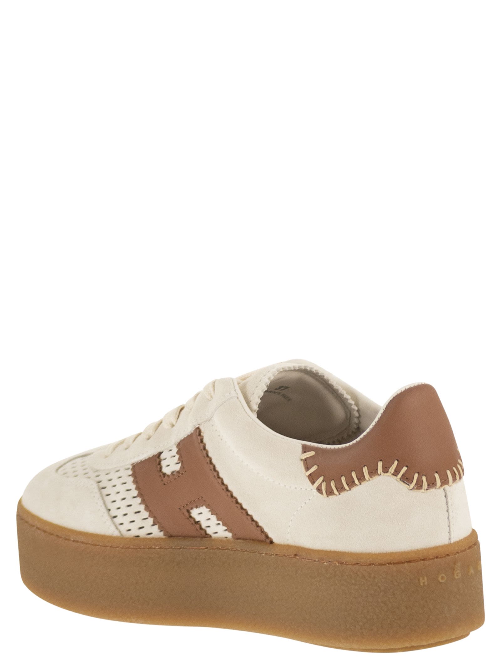 Hogan Platform Suede Trainers With Perforated Side H Detail