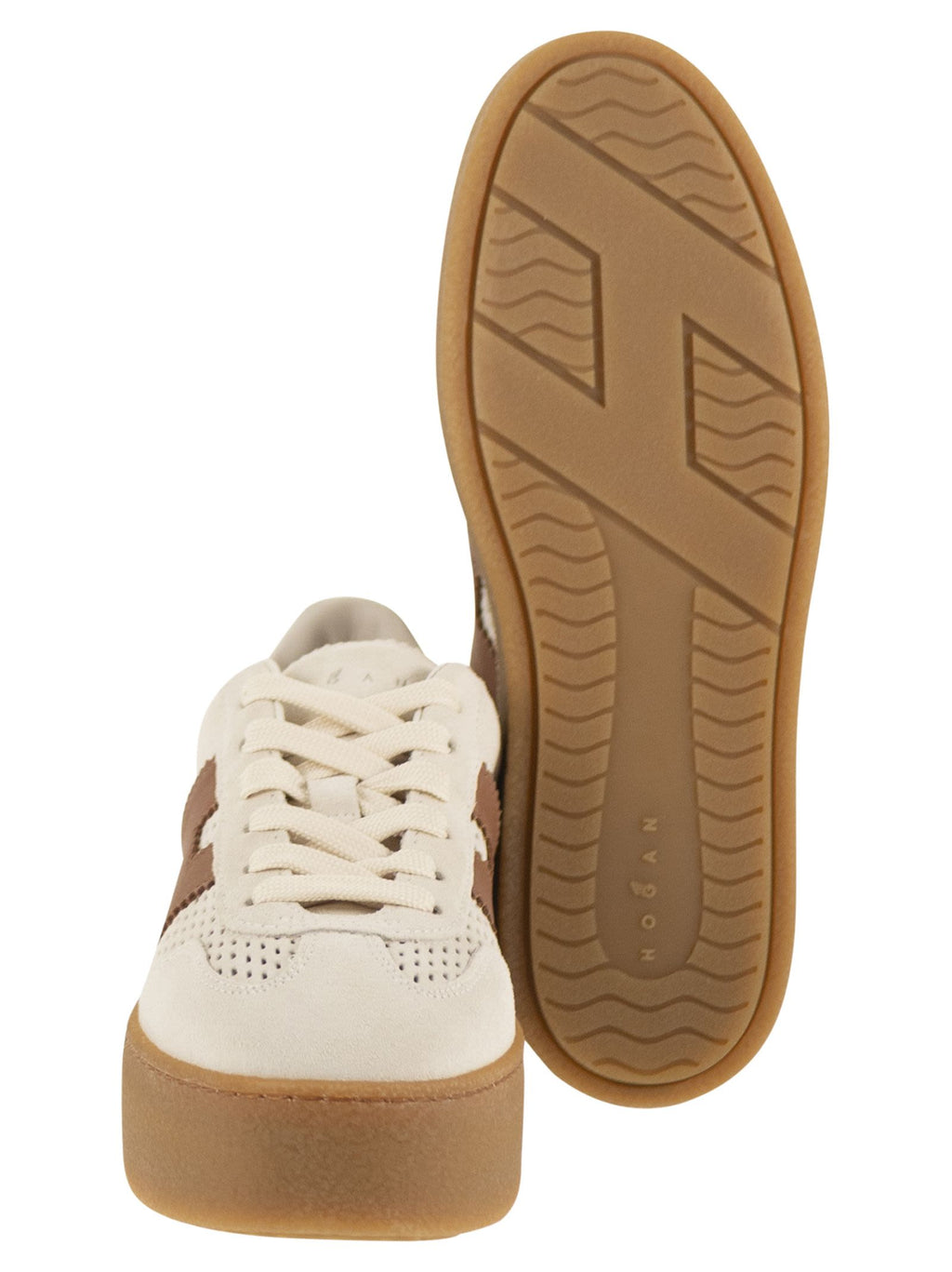 Hogan Platform Suede Trainers With Perforated Side H Detail