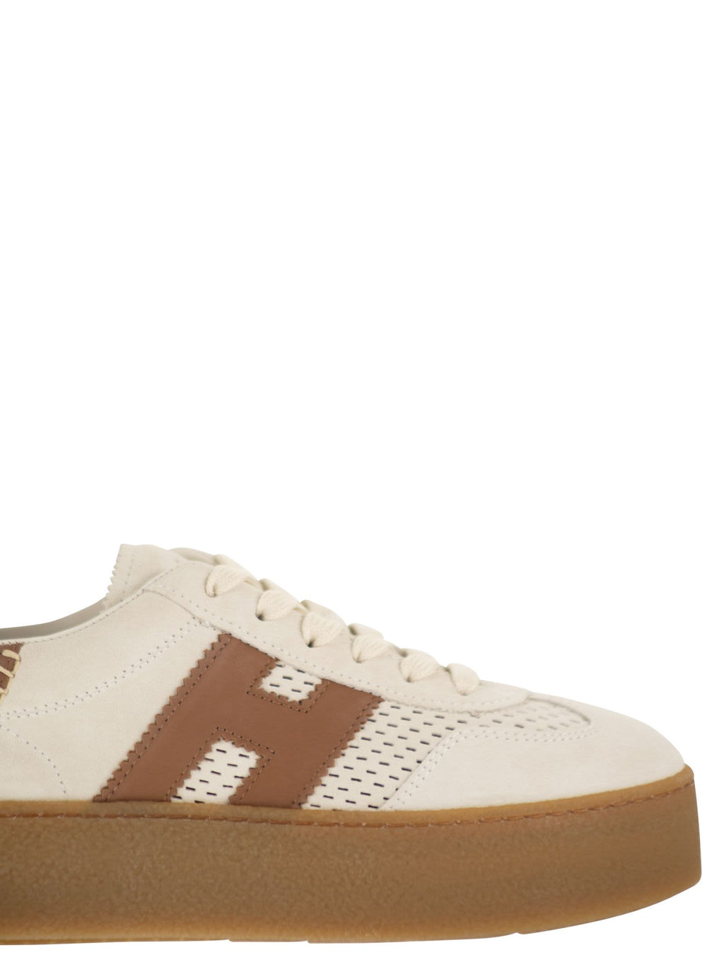 Hogan Platform Suede Trainers With Perforated Side H Detail
