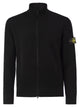 Stone Island Virgin Wool Ribbed Cardigan With High Neck And Zip