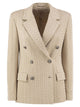 Brunello Cucinelli Double-Breasted Cable-Jacquard Blazer With Metallic Yarn