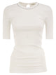 Brunello Cucinelli Ribbed Stretch Cotton T-Shirt With Monili Trim
