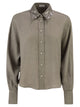 Brunello Cucinelli Linen Shirt With Sequin-Embroidered Collar