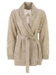 Brunello Cucinelli Dazzling Water Lilies Cardigan In Linen And Cotton With Belt