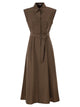 Brunello Cucinelli Long Sleeveless Cotton Dress With Belt At The Waist