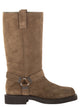 Brunello Cucinelli Suede Boots With Harness Strap And Ring Detail