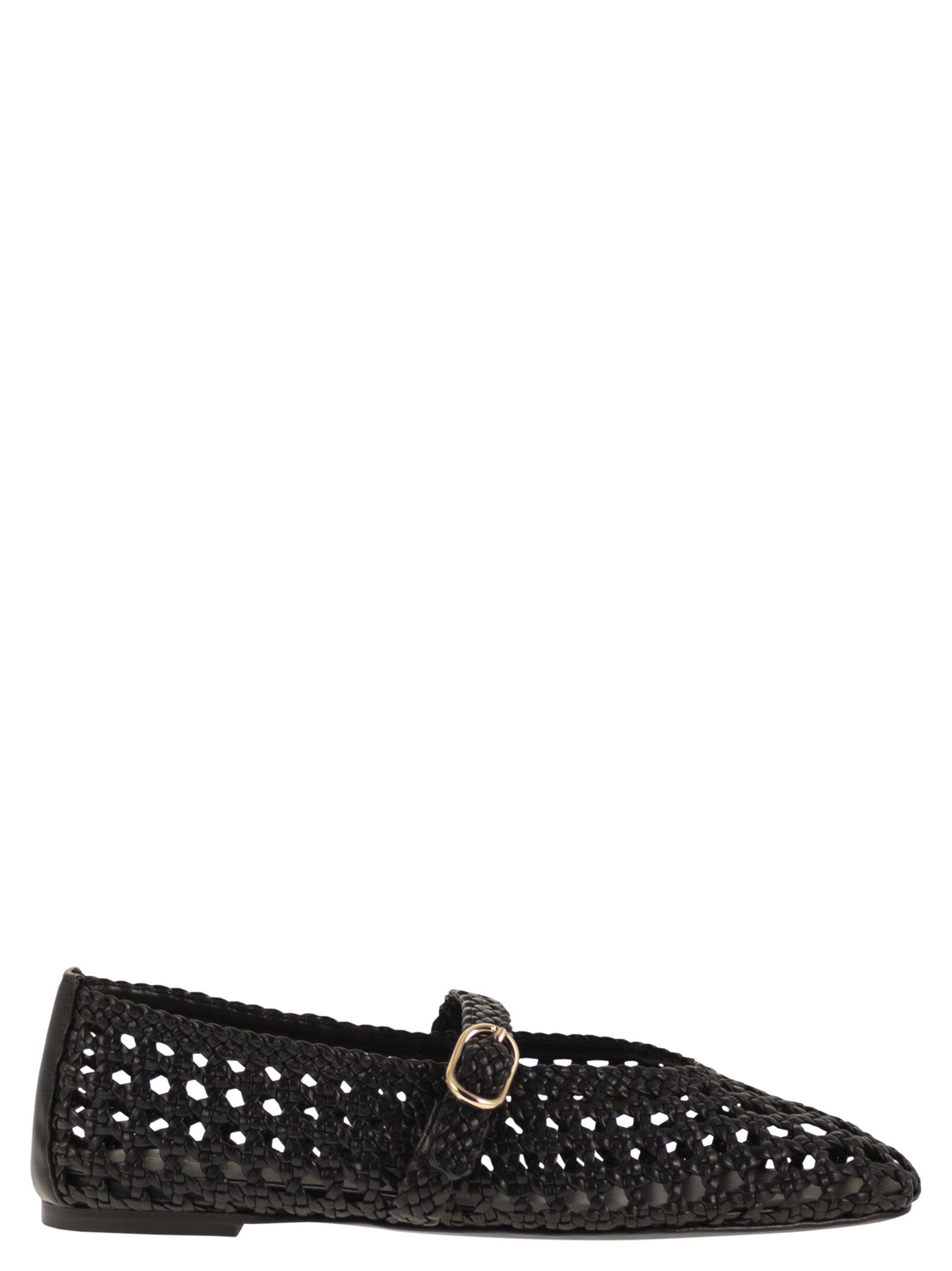Stuart Weitzman Woven Nappa Leather Flats With Strap