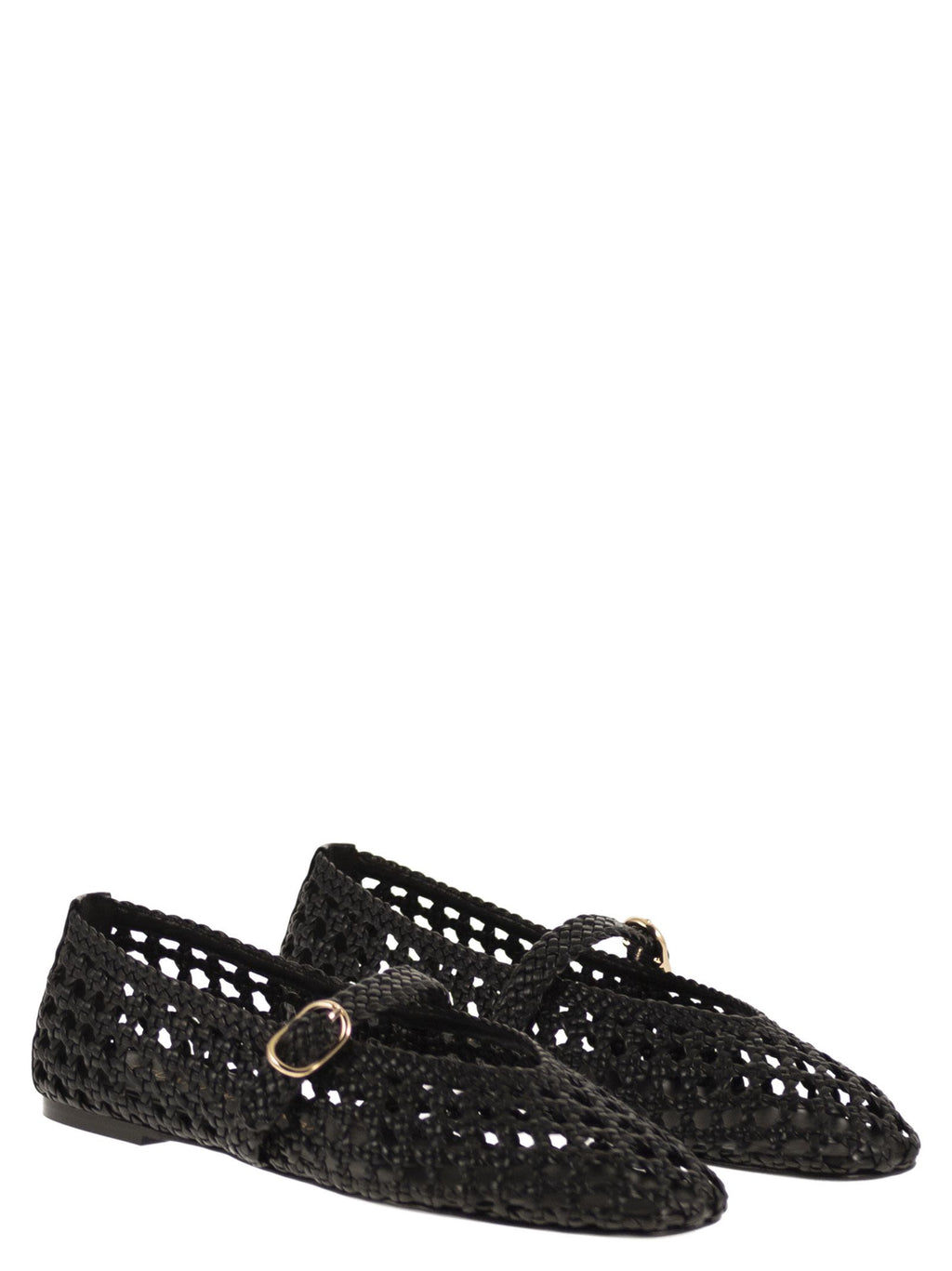 Stuart Weitzman Woven Nappa Leather Flats With Strap