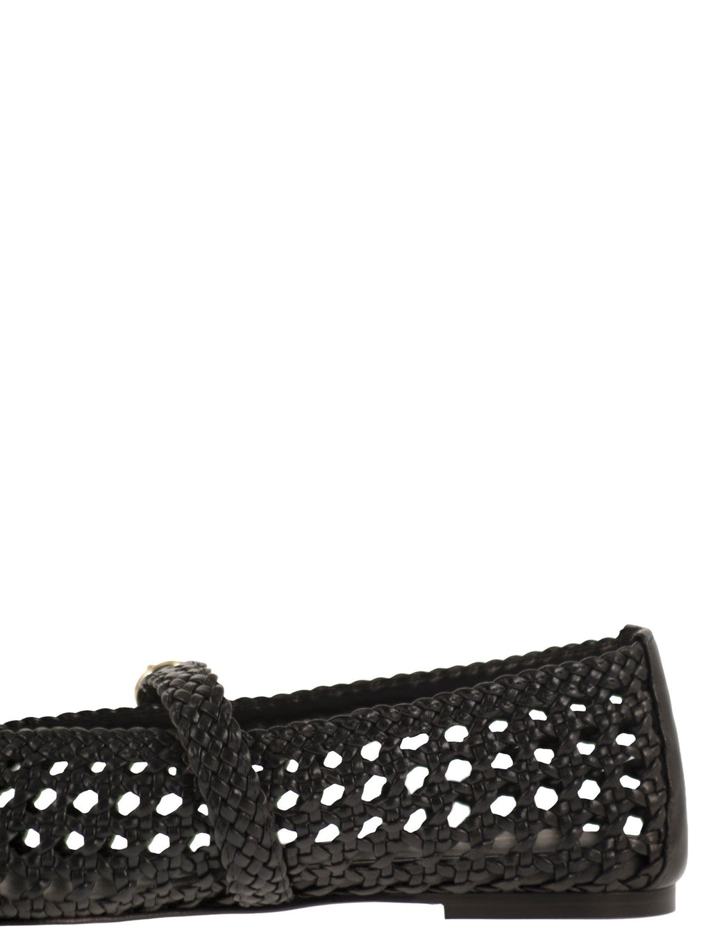 Stuart Weitzman Woven Nappa Leather Flats With Strap