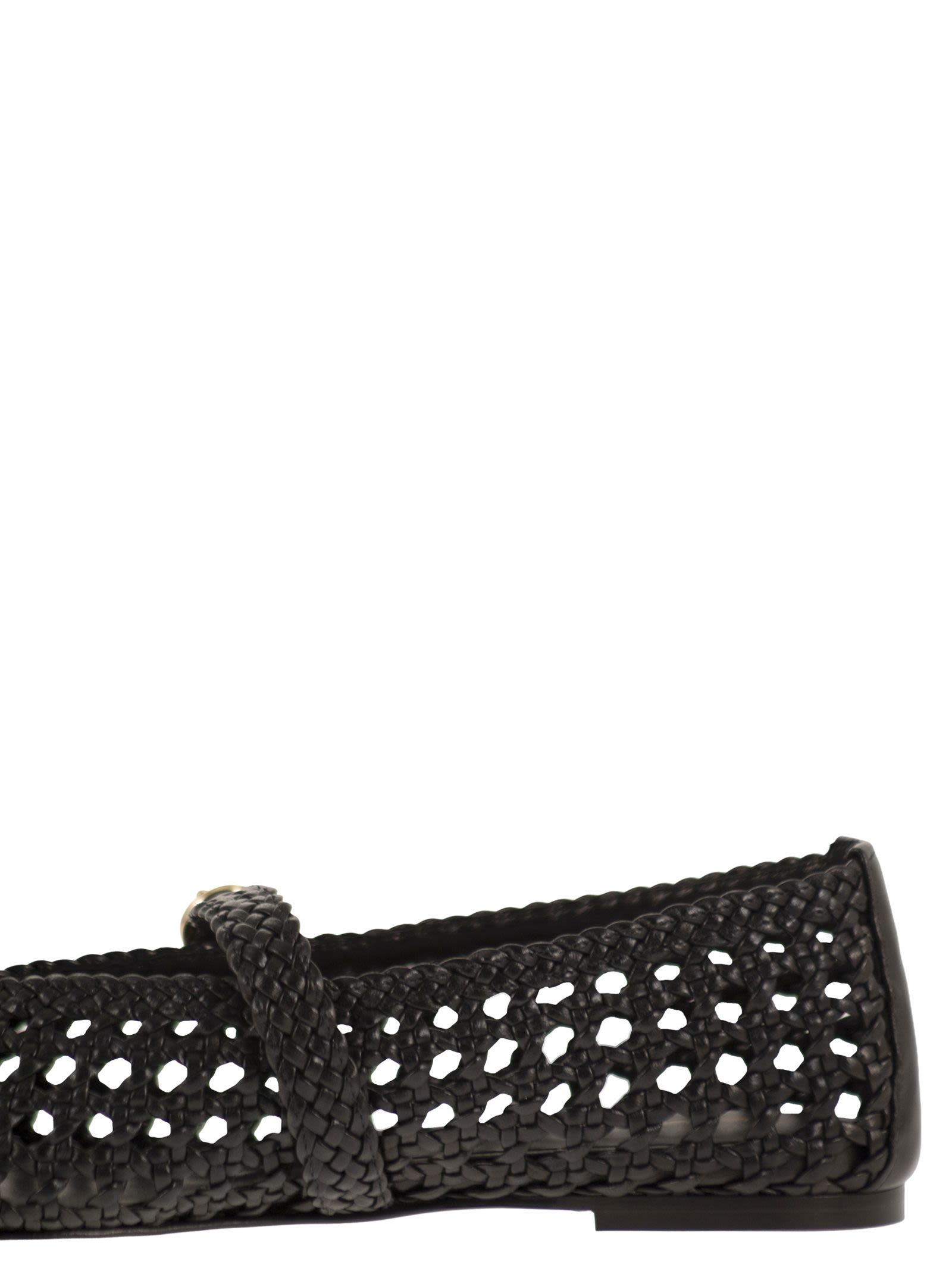 Stuart Weitzman Woven Nappa Leather Flats With Strap