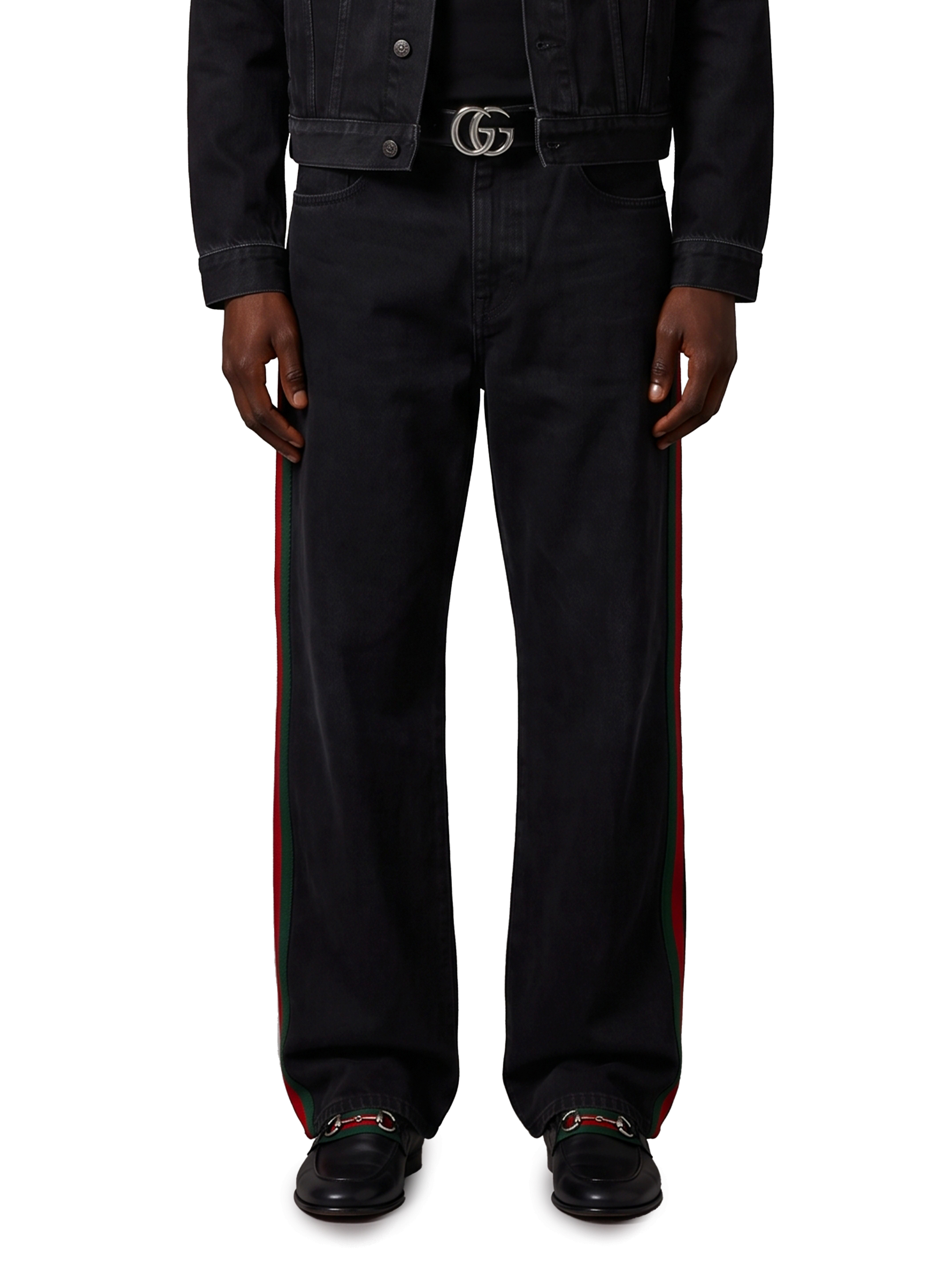 Gucci Cotton Denim Trousers With Web Insert