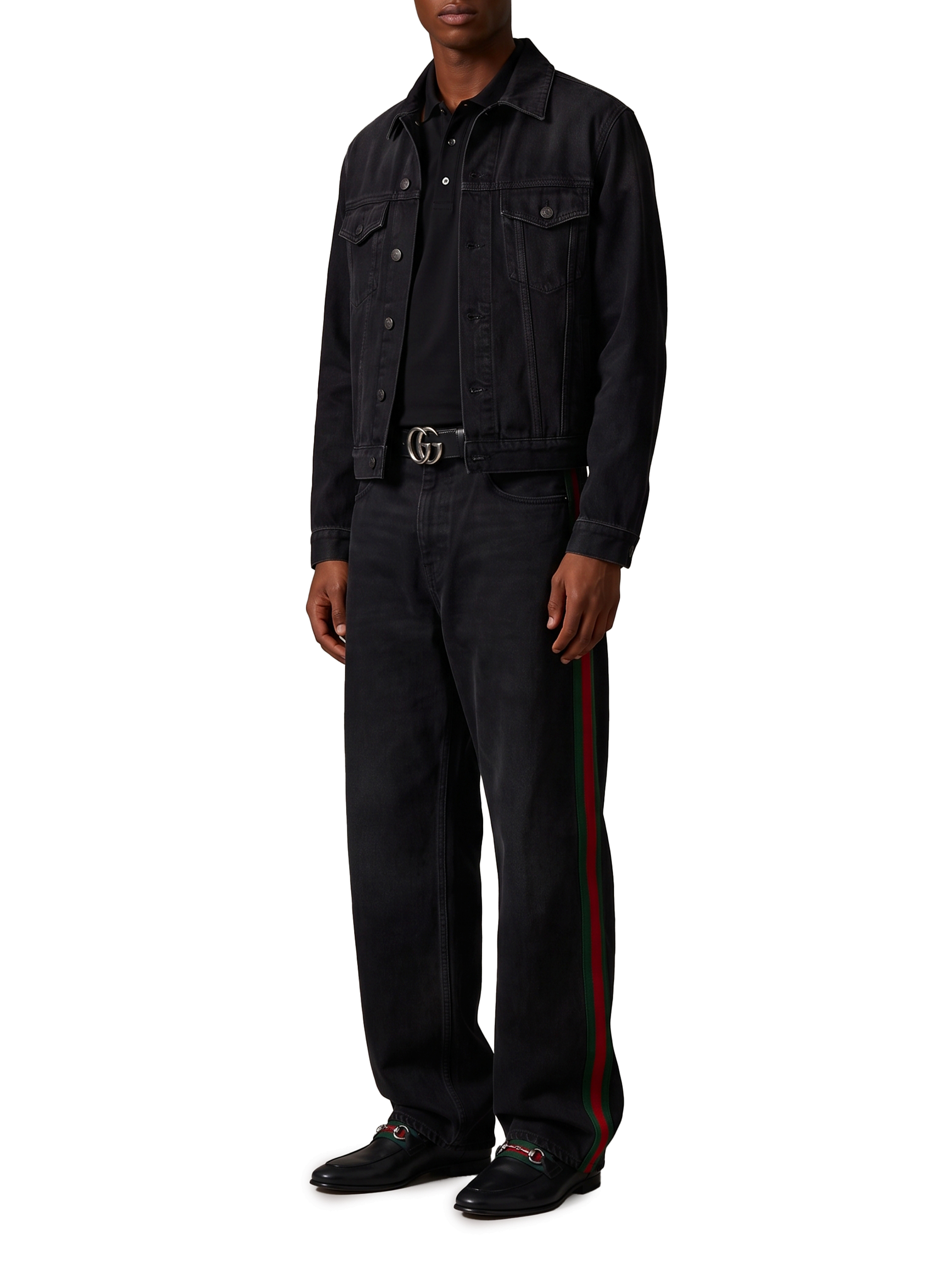 Gucci Cotton Denim Trousers With Web Insert