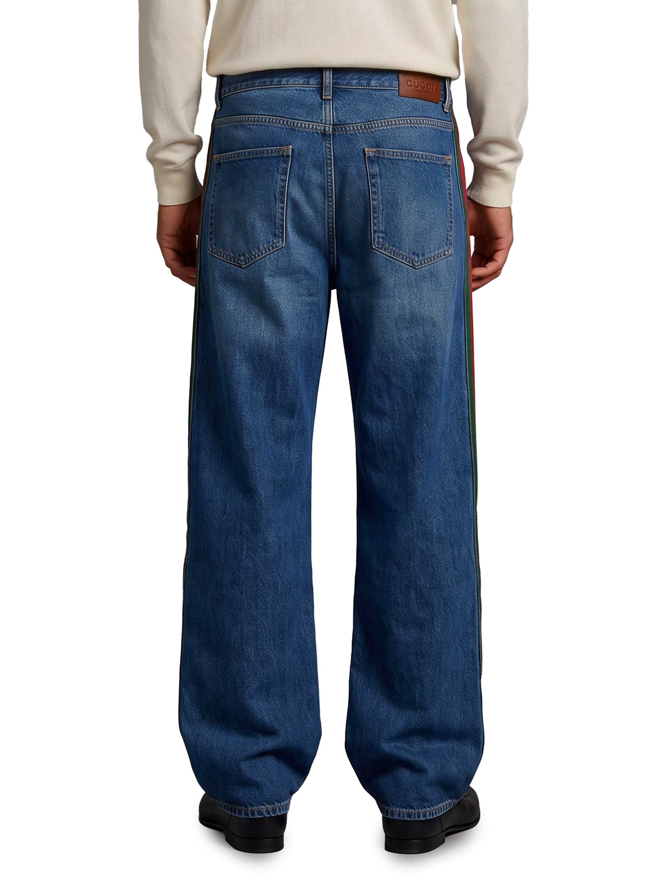 Gucci Cotton Denim Trousers With Web Insert