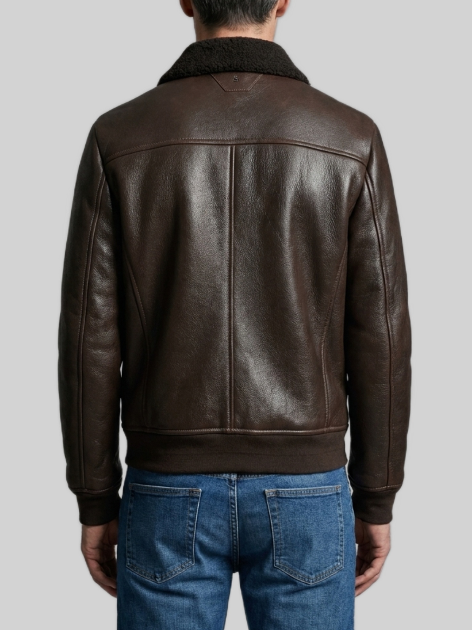 Salvatore Santoro Dark Brown Leather Shearling Bomber Jack