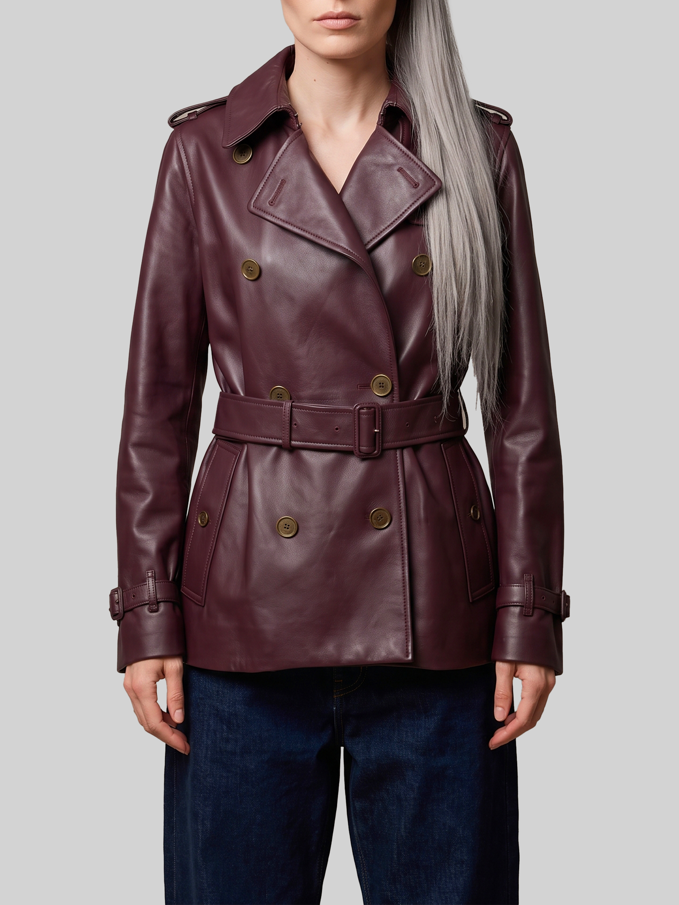 Burberry Short Kensington Leather Trench Coat