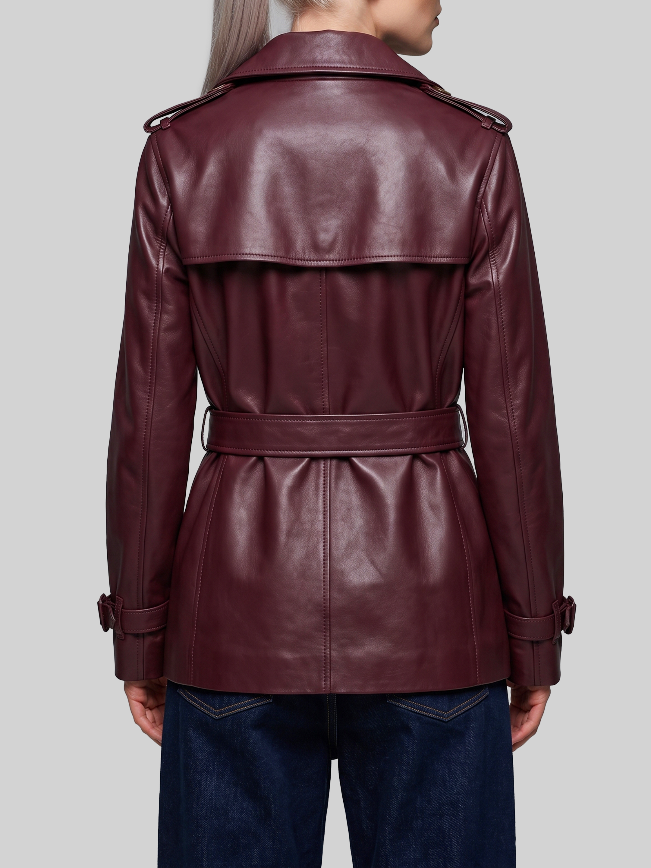 Burberry Short Kensington Leather Trench Coat