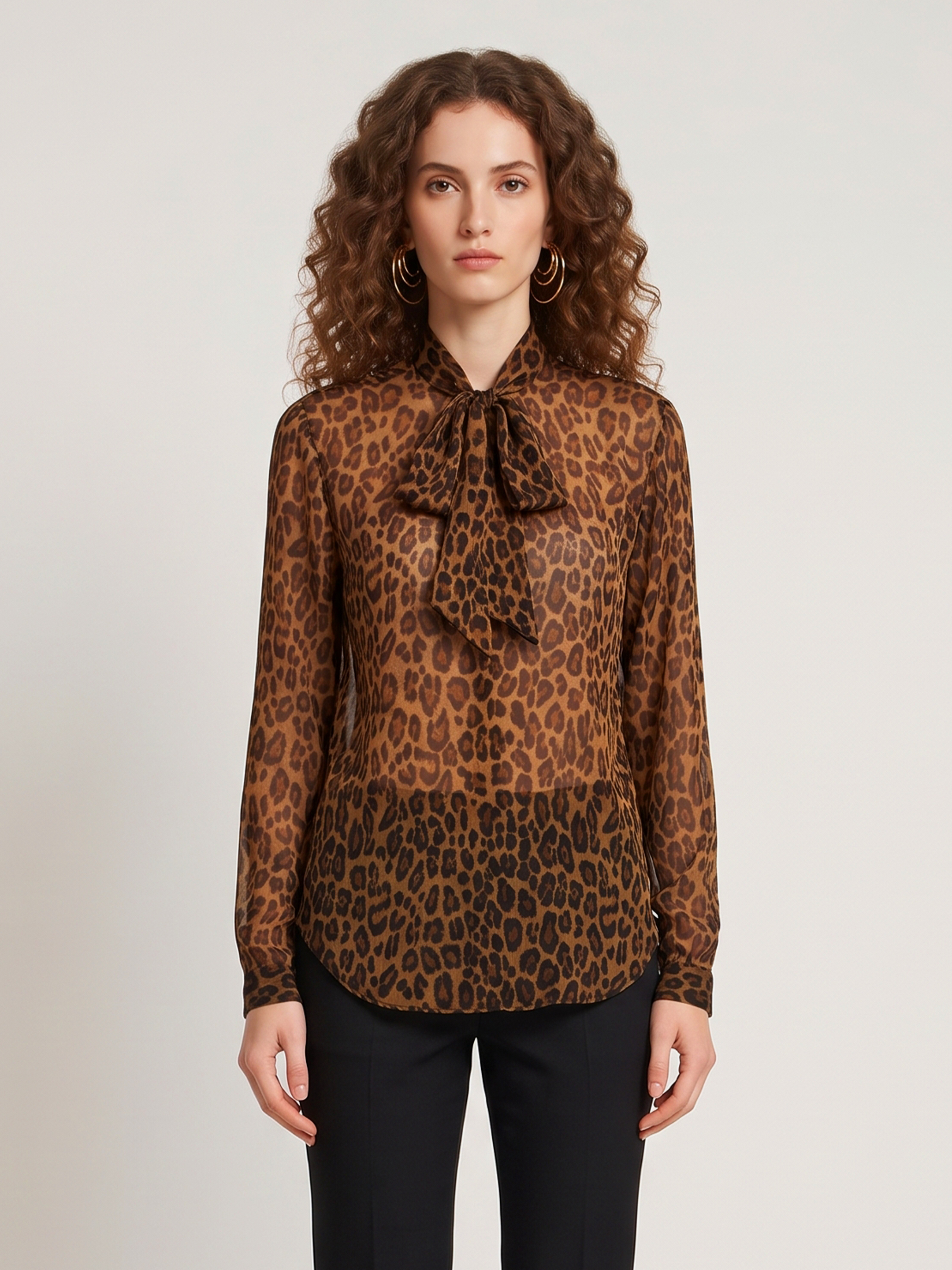 Sutton New York Animal Print Blouse With Bow