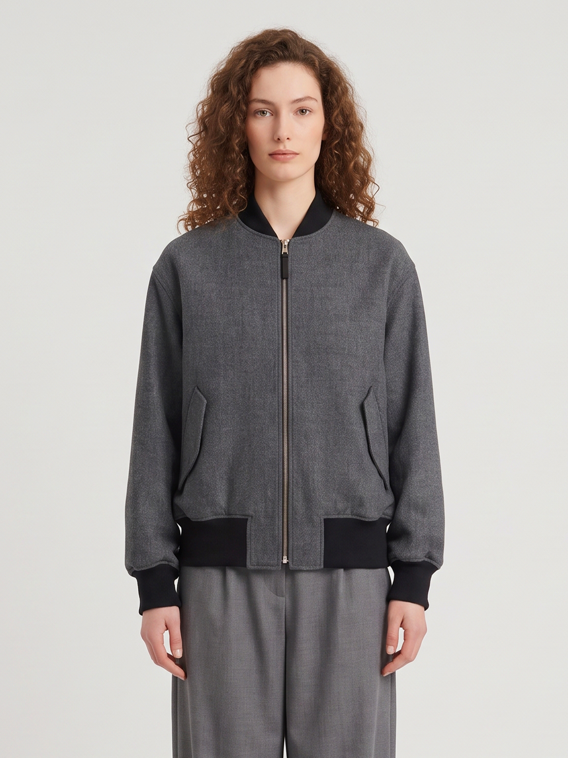 Sutton New York Dark Grey Chevron Bomber Jacket