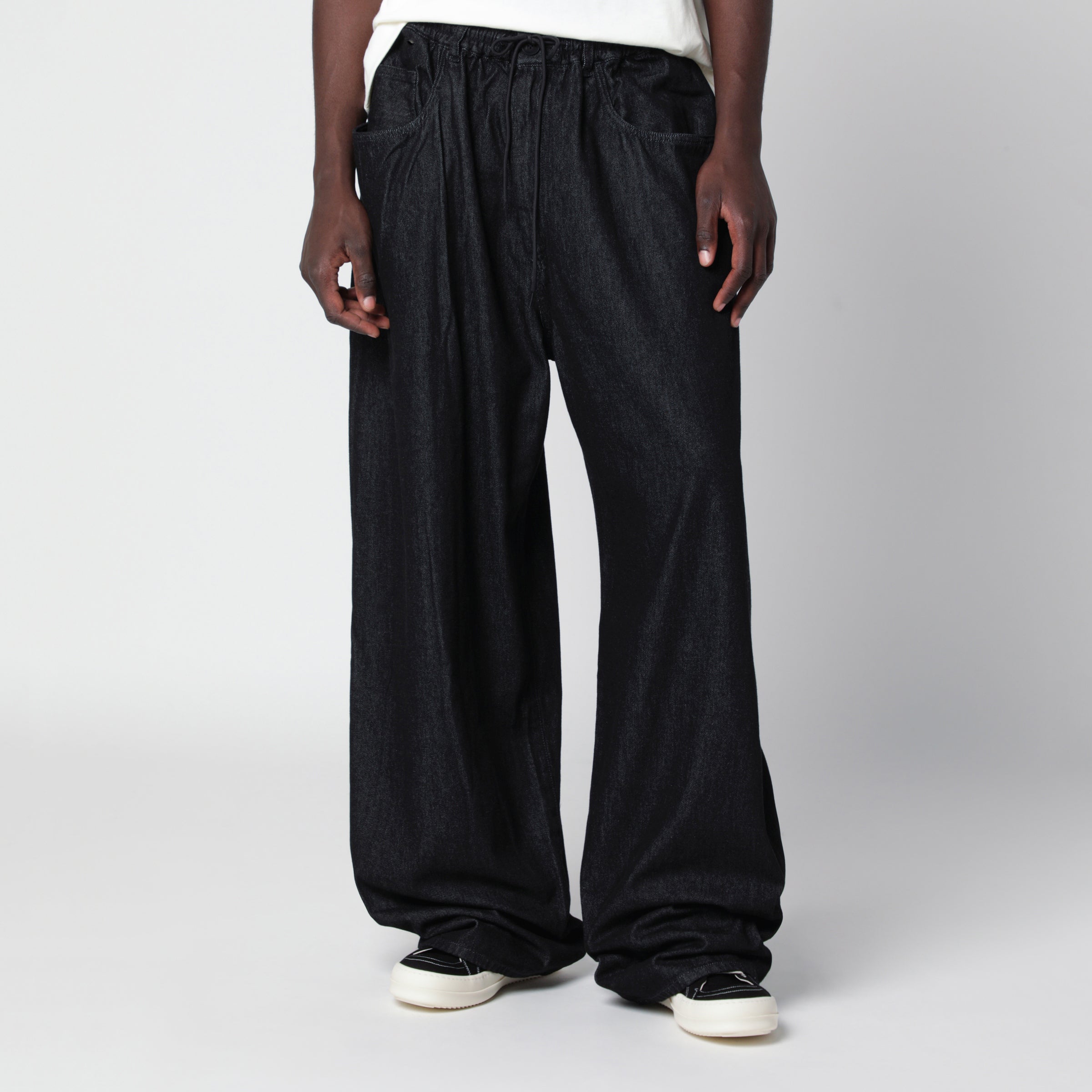 Adidas Y-3 Black Wide-Leg Denim Trousers